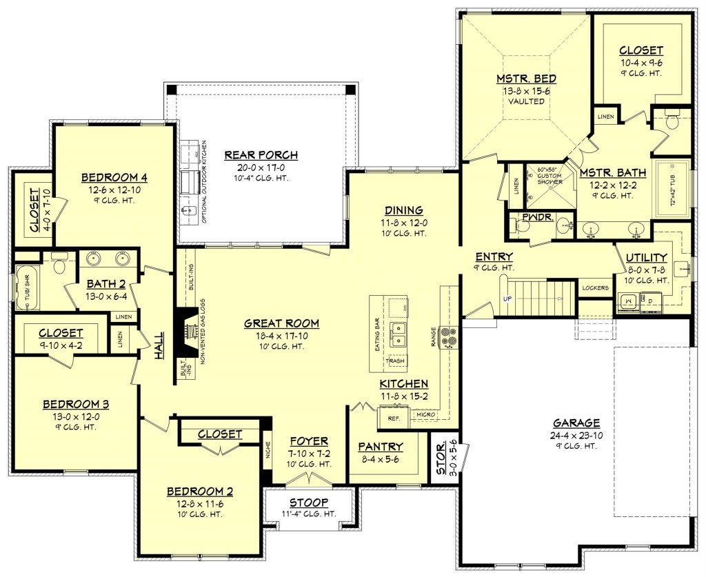 main floor plan of a beautiful county house plan you can buy online