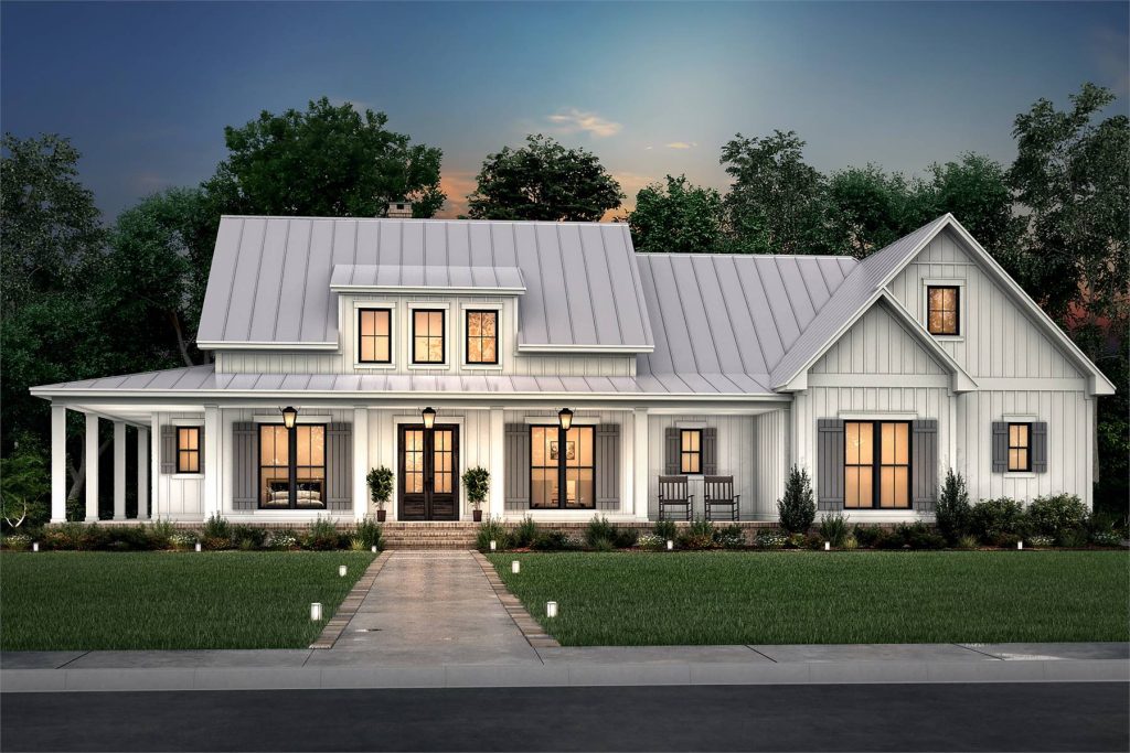 one of our midsize one-story house plans with an amazing wraparound porch