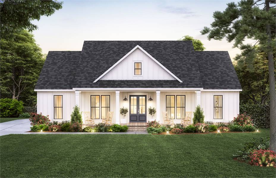 one of our cutest one-story house plans with exterior symmetry