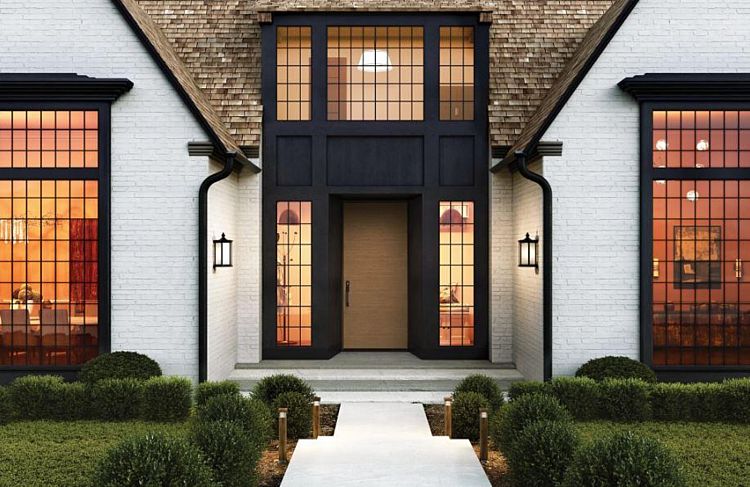 An Opaque Walnut Grain Entry Door with a Stark Flat Surface