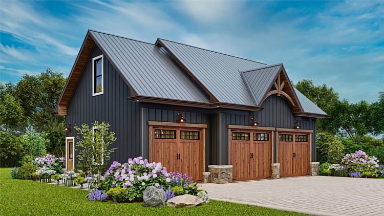 A Three-Car Garage with a 665-Square-Foot One-Bedroom Apartment Above