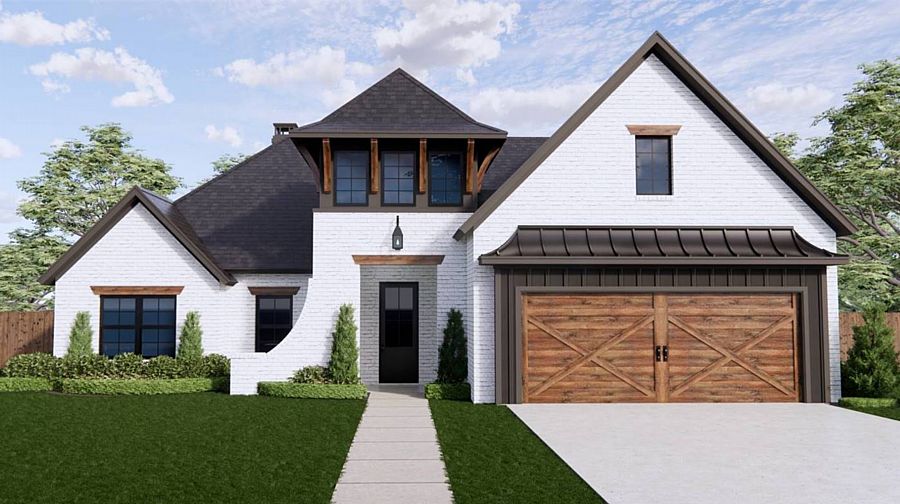 A Unique Southwestern House Plan with a Brick Exterior and Four Split Bedrooms in 1,952 Square Feet