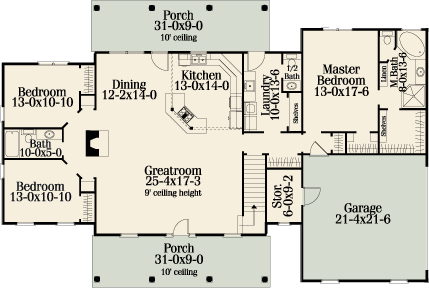 Colonial House Plan with 3 Bedrooms and 2.5 Baths - Plan 5140